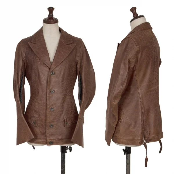 Yohji Yamamoto FEMME Sleeve Switching Leather jacket Brown S K-137299_001