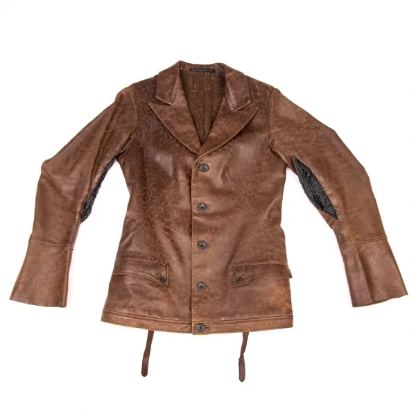 Yohji Yamamoto FEMME Sleeve Switching Leather jacket K-137299_002