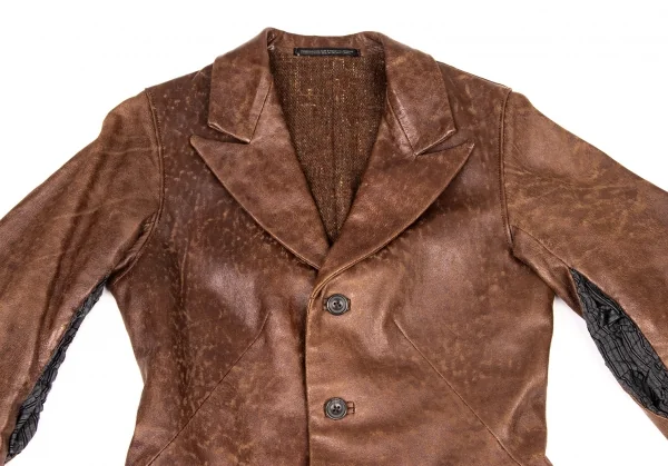 Yohji Yamamoto FEMME Sleeve Switching Leather jacket K-137299_003