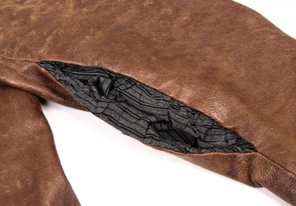 Yohji Yamamoto FEMME Sleeve Switching Leather jacket K-137299_006