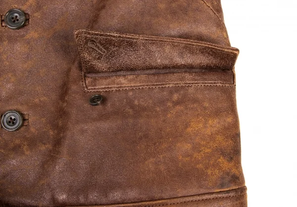 Yohji Yamamoto FEMME Sleeve Switching Leather jacket K-137299_011