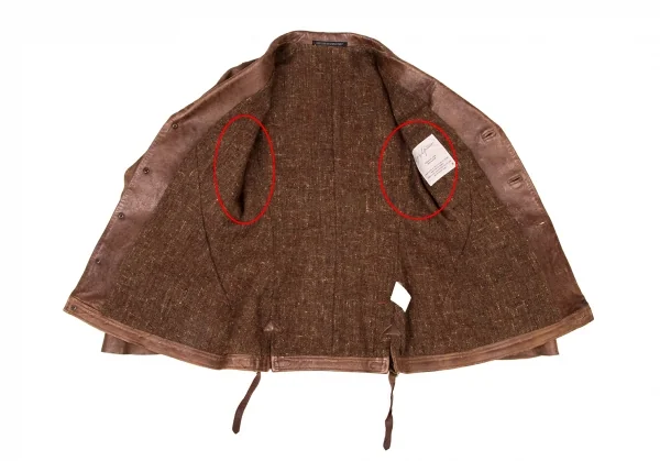 Yohji Yamamoto FEMME Sleeve Switching Leather jacket K-137299_012