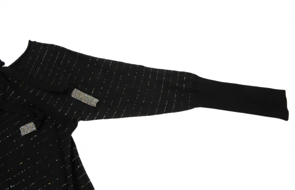 cacharel Glitter Striped Shoulder Ribbon Design Knit Dress K-137334_007