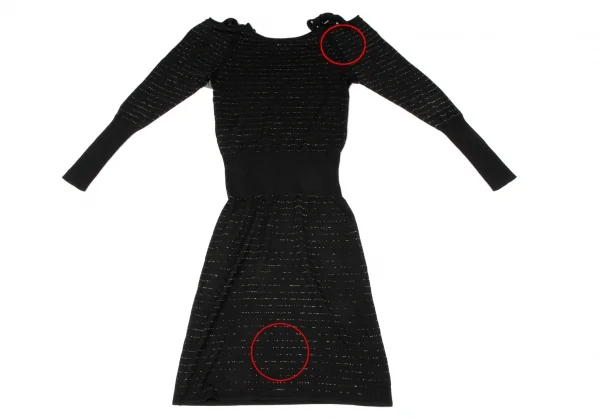 cacharel Glitter Striped Shoulder Ribbon Design Knit Dress K-137334_015