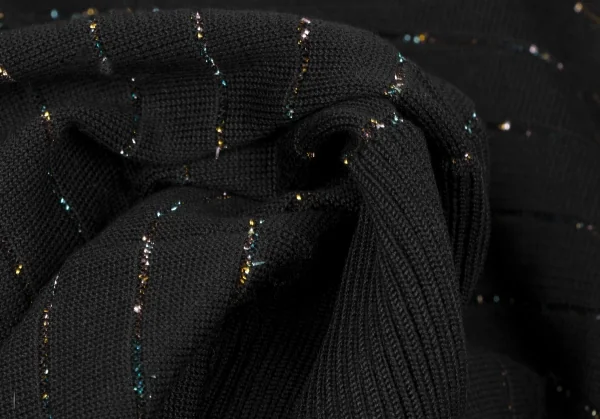 cacharel Glitter Striped Shoulder Ribbon Design Knit Dress K-137334_019