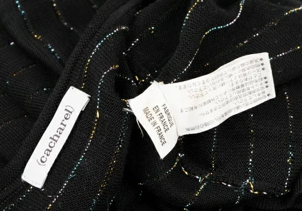 cacharel Glitter Striped Shoulder Ribbon Design Knit Dress K-137334_020