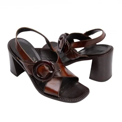 PRADA Leather Heel Sandal
