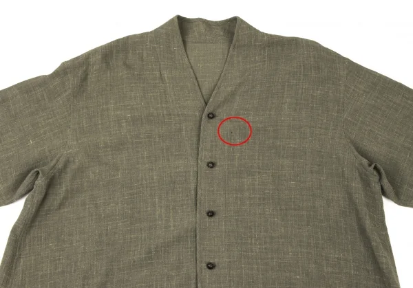 ヨーガンレールJURGEN LEHL ウールリネンノーカラーシャツ カーキM K-137385_003
