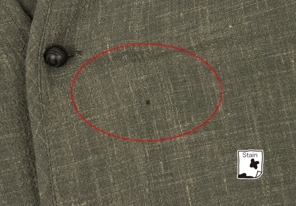 ヨーガンレールJURGEN LEHL ウールリネンノーカラーシャツ カーキM K-137385_004