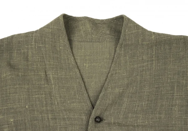 ヨーガンレールJURGEN LEHL ウールリネンノーカラーシャツ カーキM K-137385_005