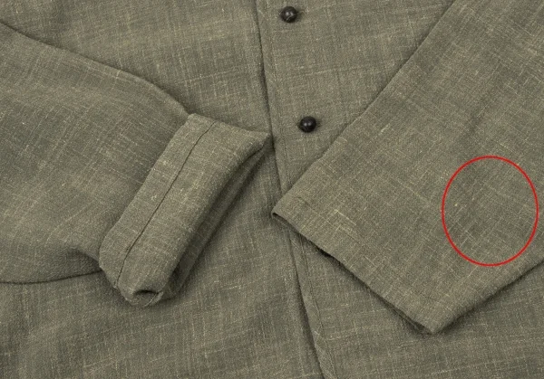 ヨーガンレールJURGEN LEHL ウールリネンノーカラーシャツ カーキM K-137385_008