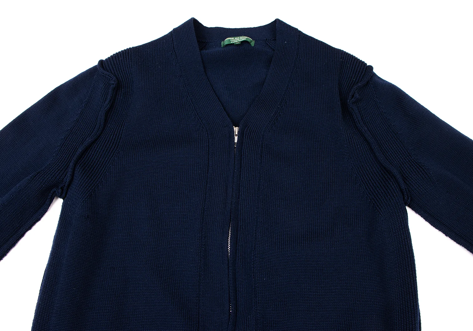 コムデギャルソン　オムプリュス　ニット　ジップアップ　ブルゾン　ネイビー コムデギャルソン オムCOMME des GARCONS HOMME バイカラー