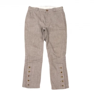 45R Cotton Hem Buttons Herringbone Pants