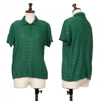 PLEATS PLEASE Striped Pleats Polo Shirt
