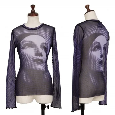 Jean-Paul GAULTIER FEMME Geometric Face Printed Mesh T Shirt