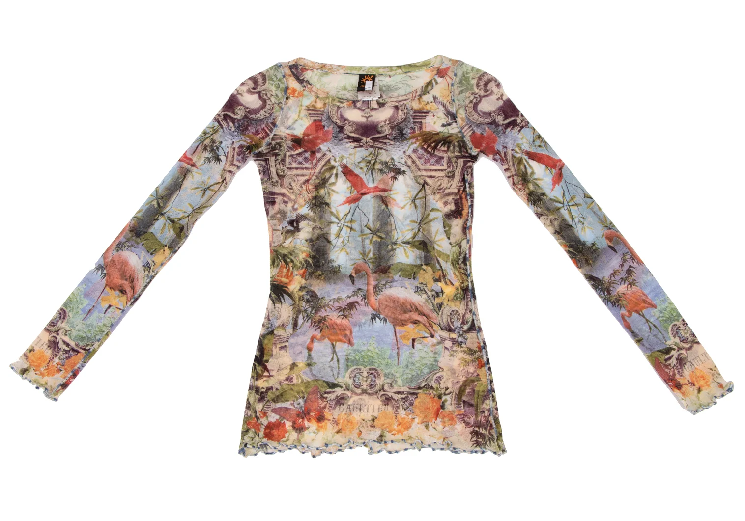 Jean-Paul GAULTIER SOLEIL Tropical Print Mesh T Shirt Multi