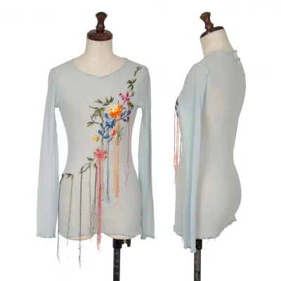 Jean Paul GAULTIER SOLEIL Flower Embroidery Mesh Top