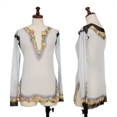 Jean-Paul GAULTIER MAILLE FEMME Floral Print Mesh T Shirt