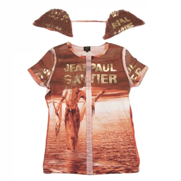 Jean-Paul GAULTIER HOMME Shoulder Pad Pinking Cut T Shirt Charcoal,White 48 K-137766_001