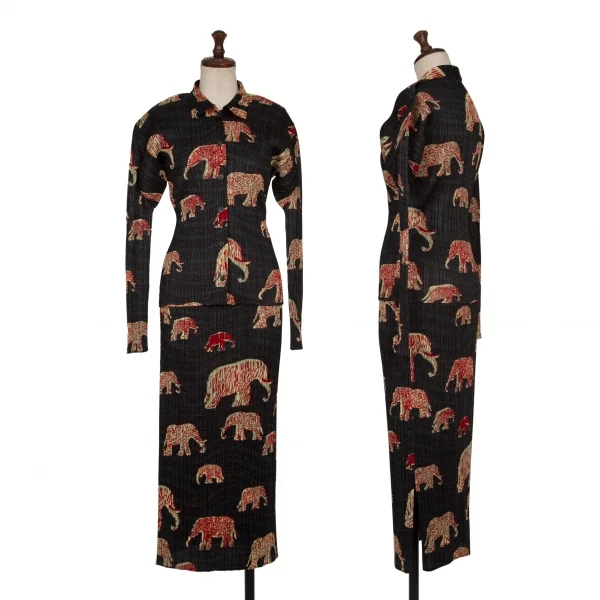 PLEATS PLEASE Elephant Printed Pleats Shirt & Skirt Black 3 1 K-137812_001
