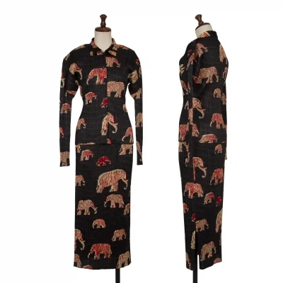 PLEATS PLEASE Elephant Printed Pleats Shirt & Skirt