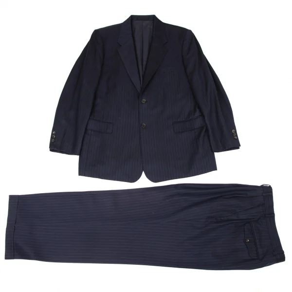 Papas GUABELLO SUPER130'S Wool Striped Jacket & Pants Navy M・L K-137923_001