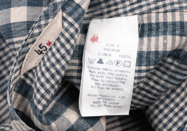 45R Linen Check Wide Blouse K-137978_010