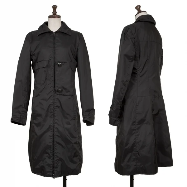 ミュウミュウMIU MIU ナイロンポケットデザインダブルジップコート 黒42 K-137995_001