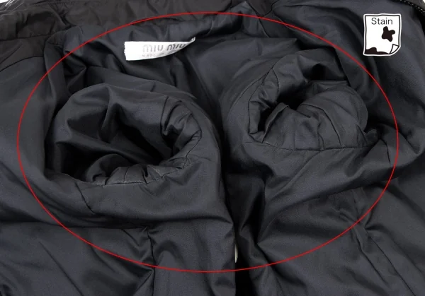 ミュウミュウMIU MIU ナイロンポケットデザインダブルジップコート 黒42 K-137995_017