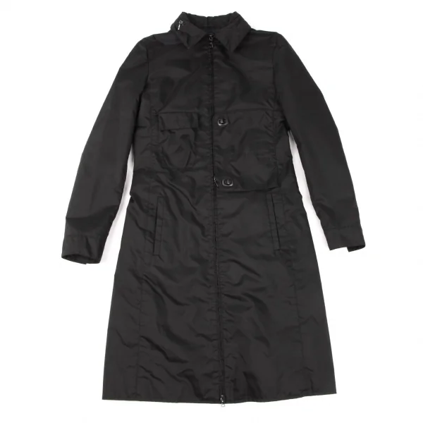 ミュウミュウMIU MIU ナイロンポケットデザインダブルジップコート 黒42 K-137995_002