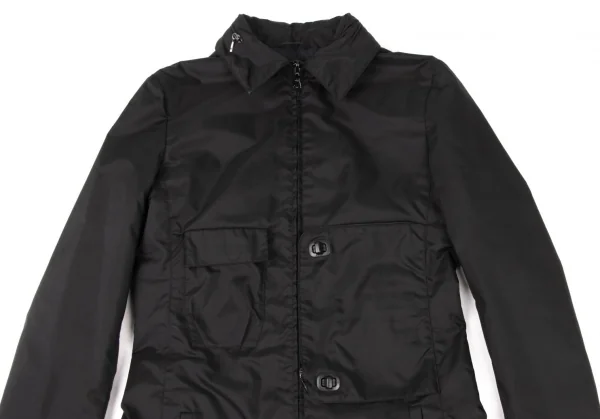 ミュウミュウMIU MIU ナイロンポケットデザインダブルジップコート 黒42 K-137995_003