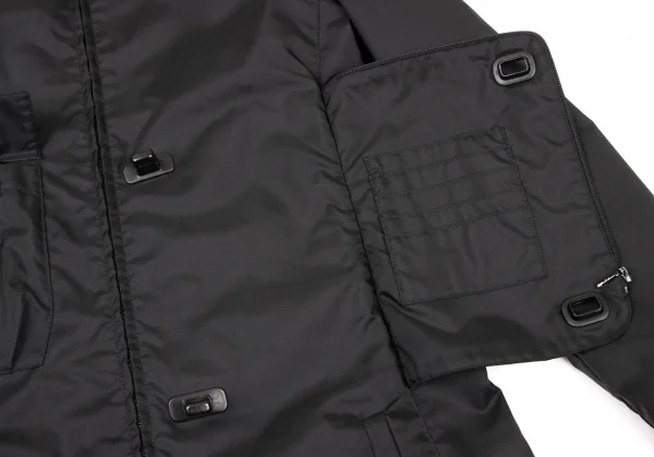 ミュウミュウMIU MIU ナイロンポケットデザインダブルジップコート 黒42 K-137995_008