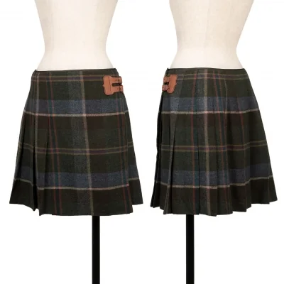 Ralph Lauren Wool Checked Wrap Skirt