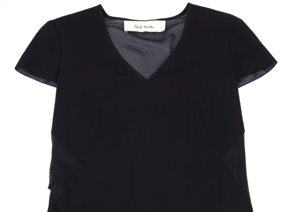 ポールスミスPaul Smith ネットレイヤードフレンチスリーブワンピース 紺38 K-138067_003