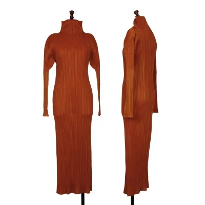 PLEATS PLEASE Pleated Turtleneck Dress