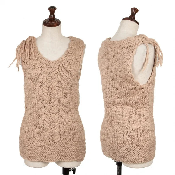 A/T(ATSURO TAYAMA) Wool Fringe Lowgauge Knit Vest Mocha S-M K-138159_001