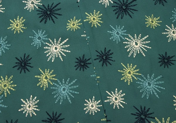 ホコモモラJocomomola ポリ総柄刺繍デザインチュニック 緑青他40