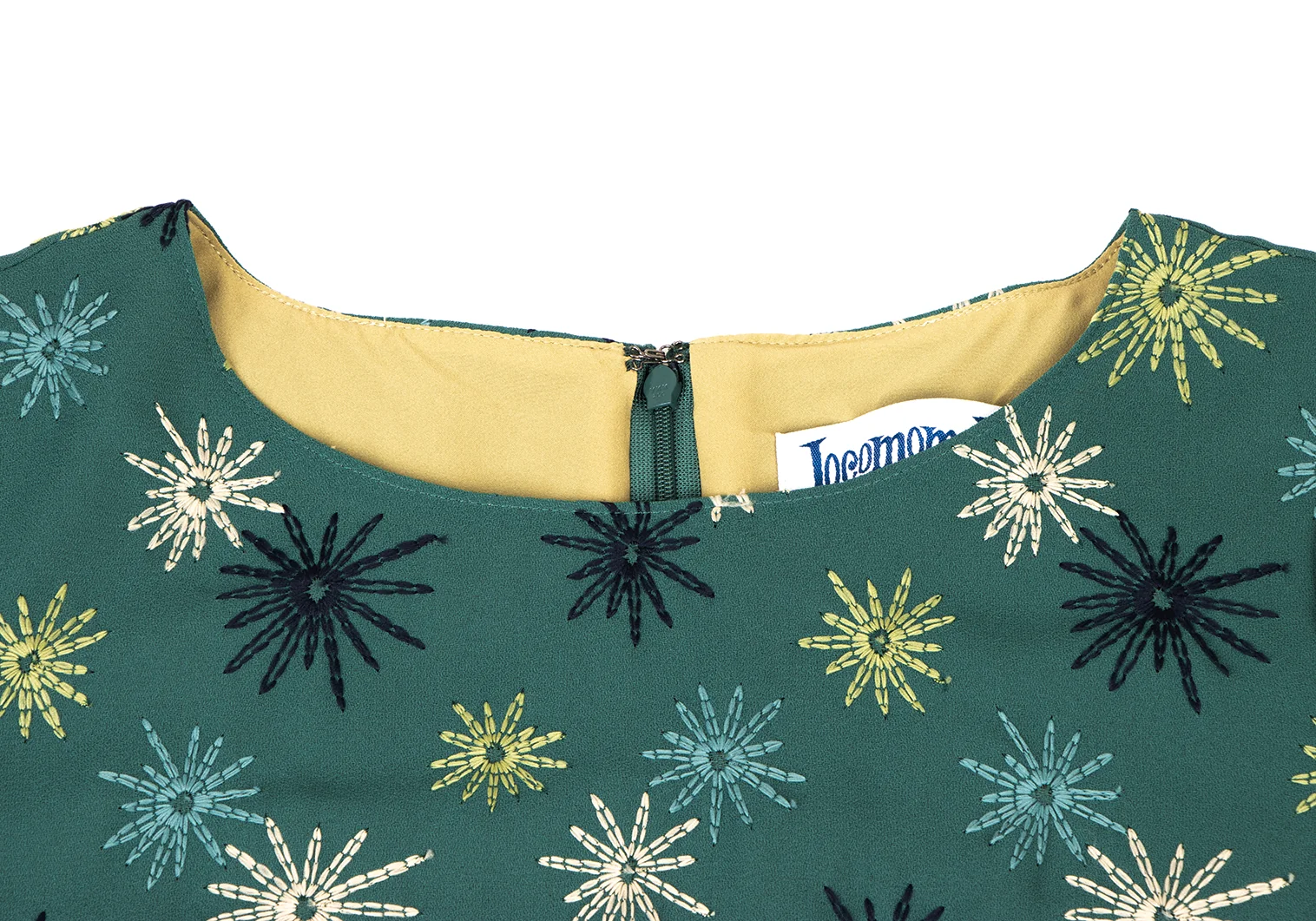 ホコモモラJocomomola ポリ総柄刺繍デザインチュニック 緑青他40