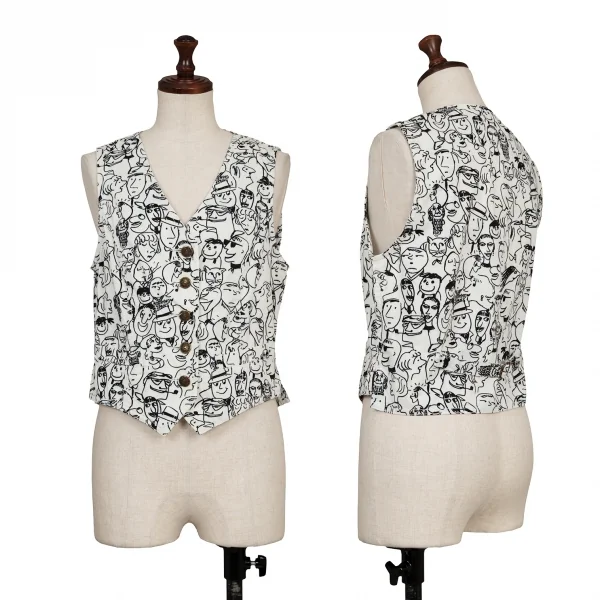 MOSCHINO JEANS Cotton Human Printed Vest White,Black 40 K-138272_001