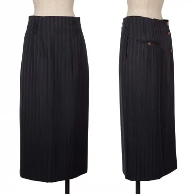 Jean Paul GAULTIER Wool Back Pocket Striped Skirt