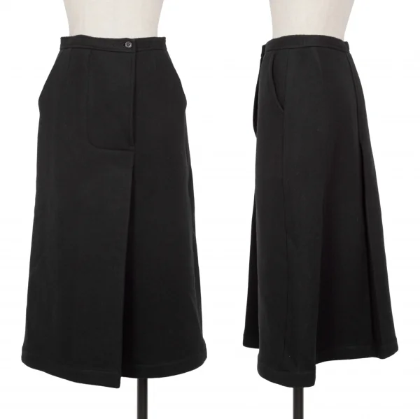 COMME des GARCONS Melton Wool Tuck Skirt Black S-M K-138302_001