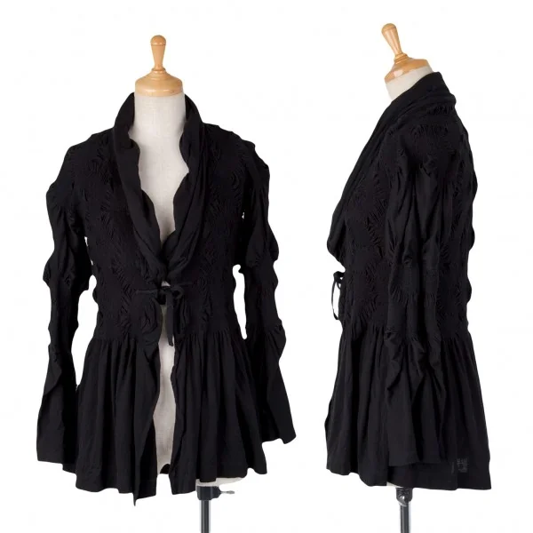 【イッセイミヤケme】変形シャーリングカットソー黒 イッセイミヤケISSEY MIYAKE シャーリングカットソージャケット 黒2 (K