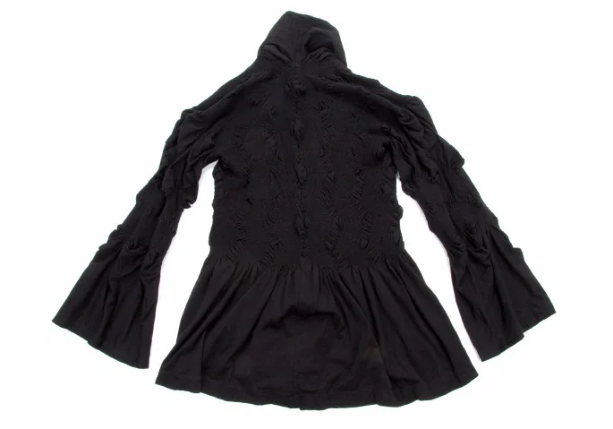 【イッセイミヤケme】変形シャーリングカットソー黒 イッセイミヤケISSEY MIYAKE シャーリングカットソージャケット 黒2 (K