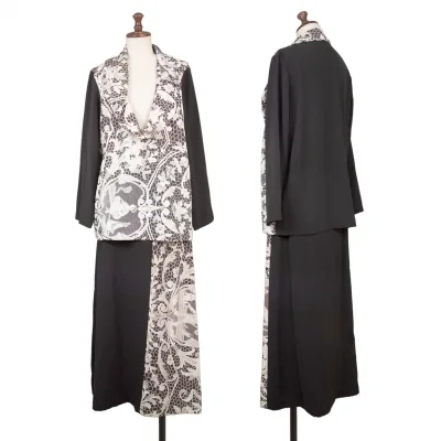 トリココムデギャルソンtricot COMME des GARCONS フロントレースプリント切替セットアップ 黒白