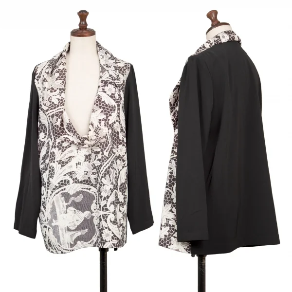 トリココムデギャルソンtricot COMME des GARCONS フロントレースプリント切替セットアップ 黒白M位 K-138355_002