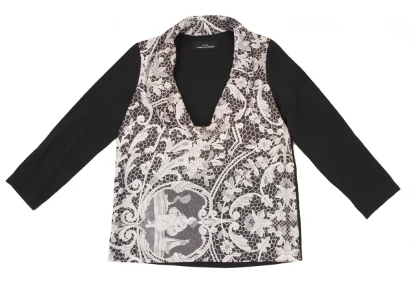 トリココムデギャルソンtricot COMME des GARCONS フロントレースプリント切替セットアップ 黒白M位 K-138355_003
