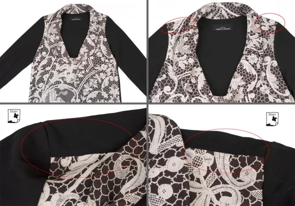 トリココムデギャルソンtricot COMME des GARCONS フロントレースプリント切替セットアップ 黒白M位 K-138355_004