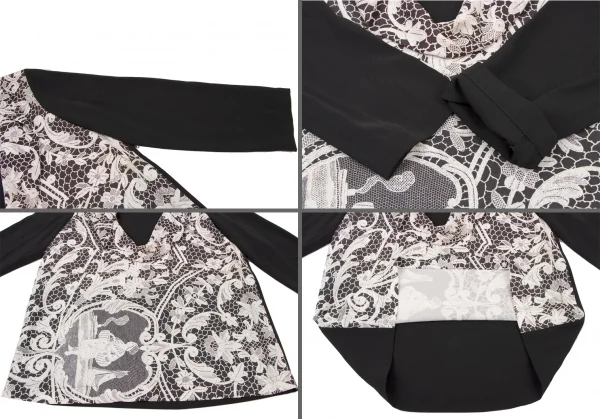 トリココムデギャルソンtricot COMME des GARCONS フロントレースプリント切替セットアップ 黒白M位 K-138355_005