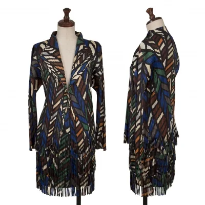 PLEATS PLEASE Printed Fringe Cardigan & Skirt