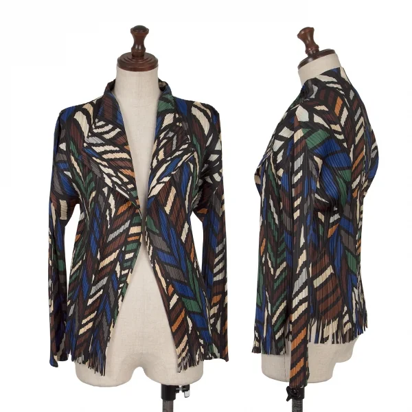 プリーツプリーズPLEATS PLEASE グラフィックプリントフリンジセットアップ 黒マルチ3 5 K-138415_002